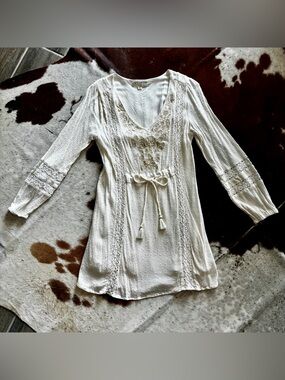 Idyllwind Embroidered Dress by Miranda Lambert Ivory Boho Size M